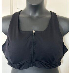 Zip-Front Black Racerback Sports Bra With Removable Padding Size 3X